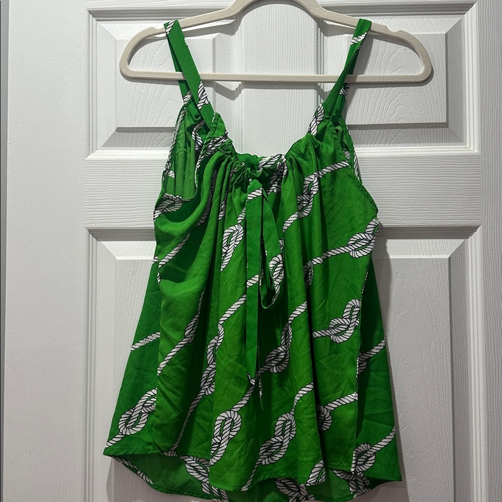 Papillon Blanc Vibrant Green Rope Print Top